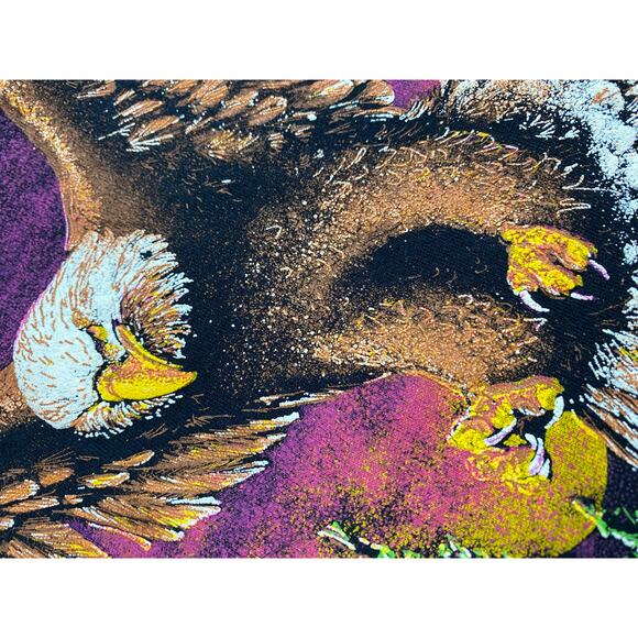 VTG 90s Hazelwood Eagle Scenic T-Shirt Adult Large Black Double Sided Print USA - Picture 5 of 13